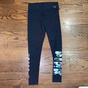 Victoria secret pink / grey leggings with pink and blue tie dye on the ankles